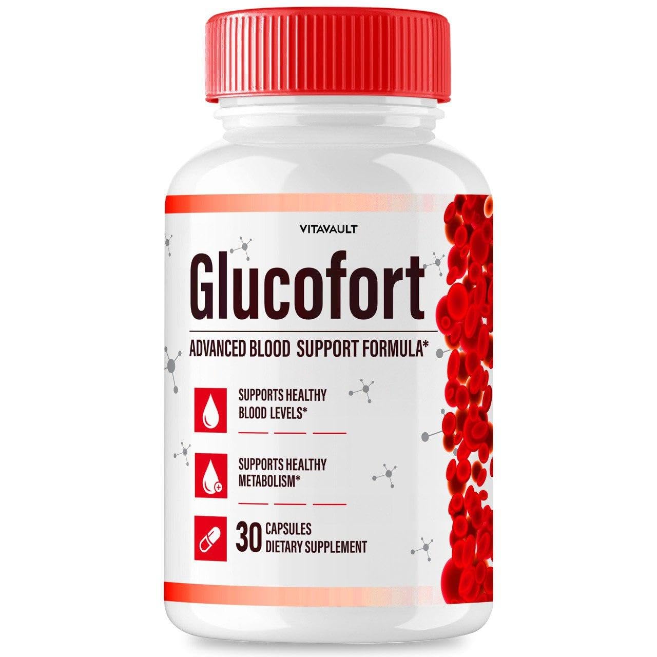 Vitavault Glucofort bottle front, convenient daily support