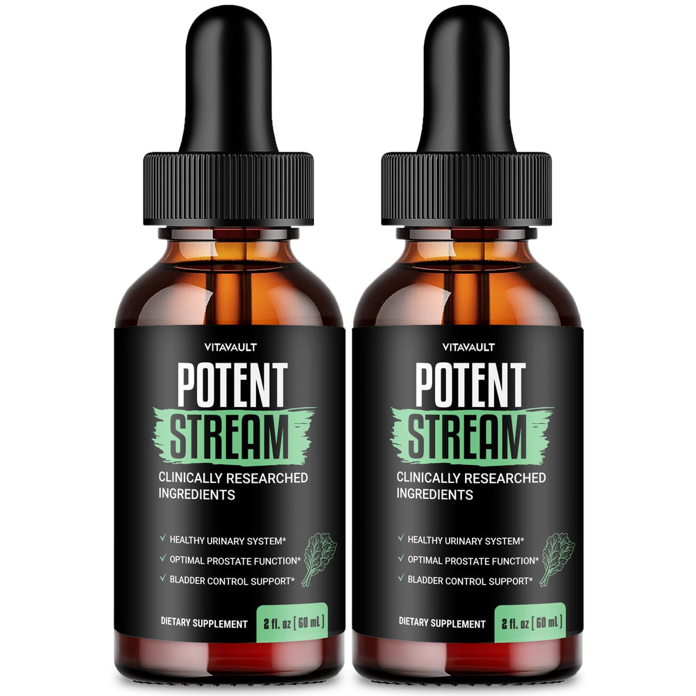 Vitavault Potent Stream Drops bottle being poured for quick daily use