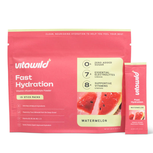 VitaWild Watermelon box of single-serve sticks for on-the-go hydration.