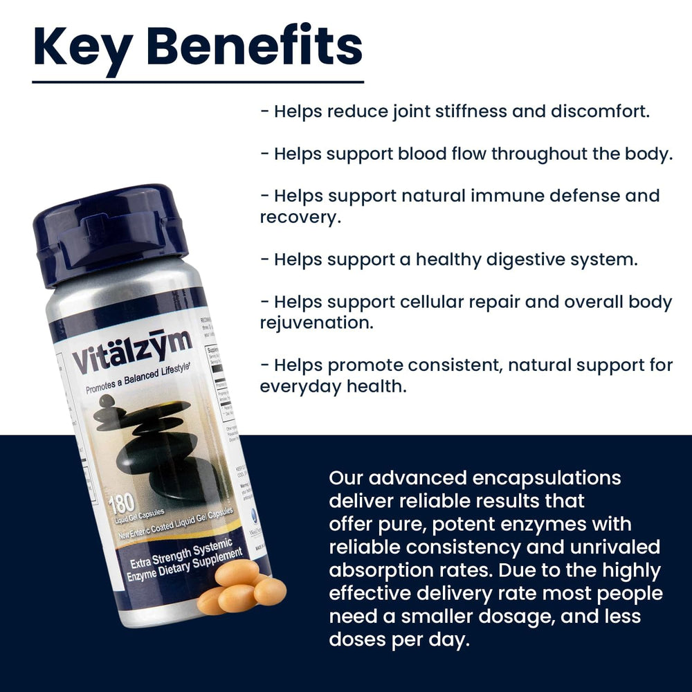 VITÄLZYM bottle with label illustrating immune and joint support