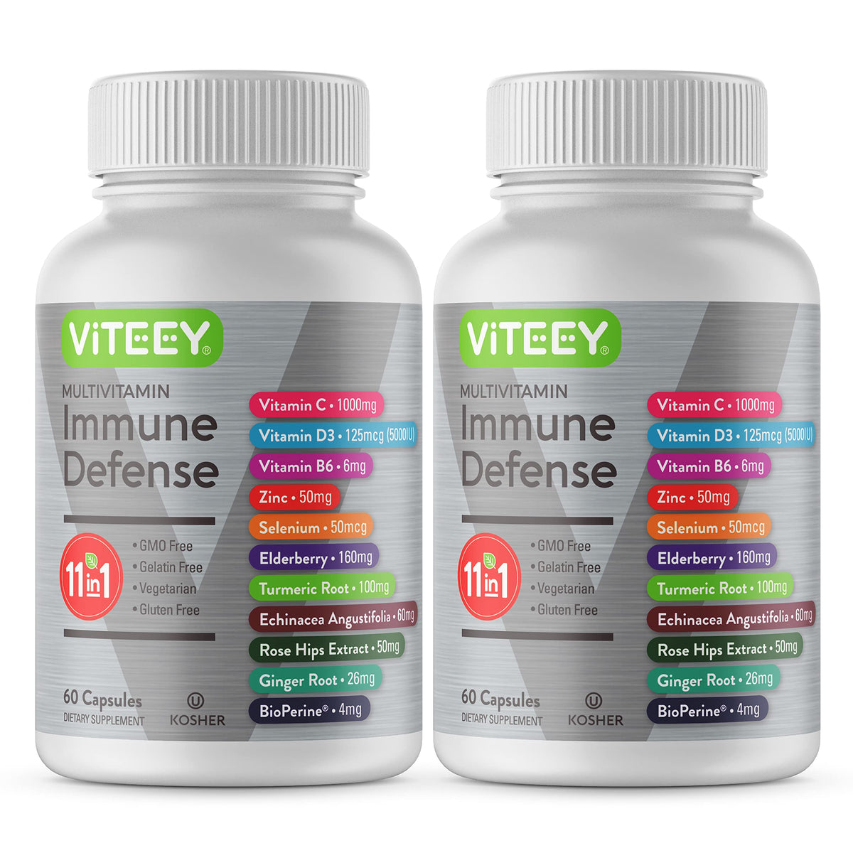 Viteey 11-in-1 immune bottle close-up for daily wellness.