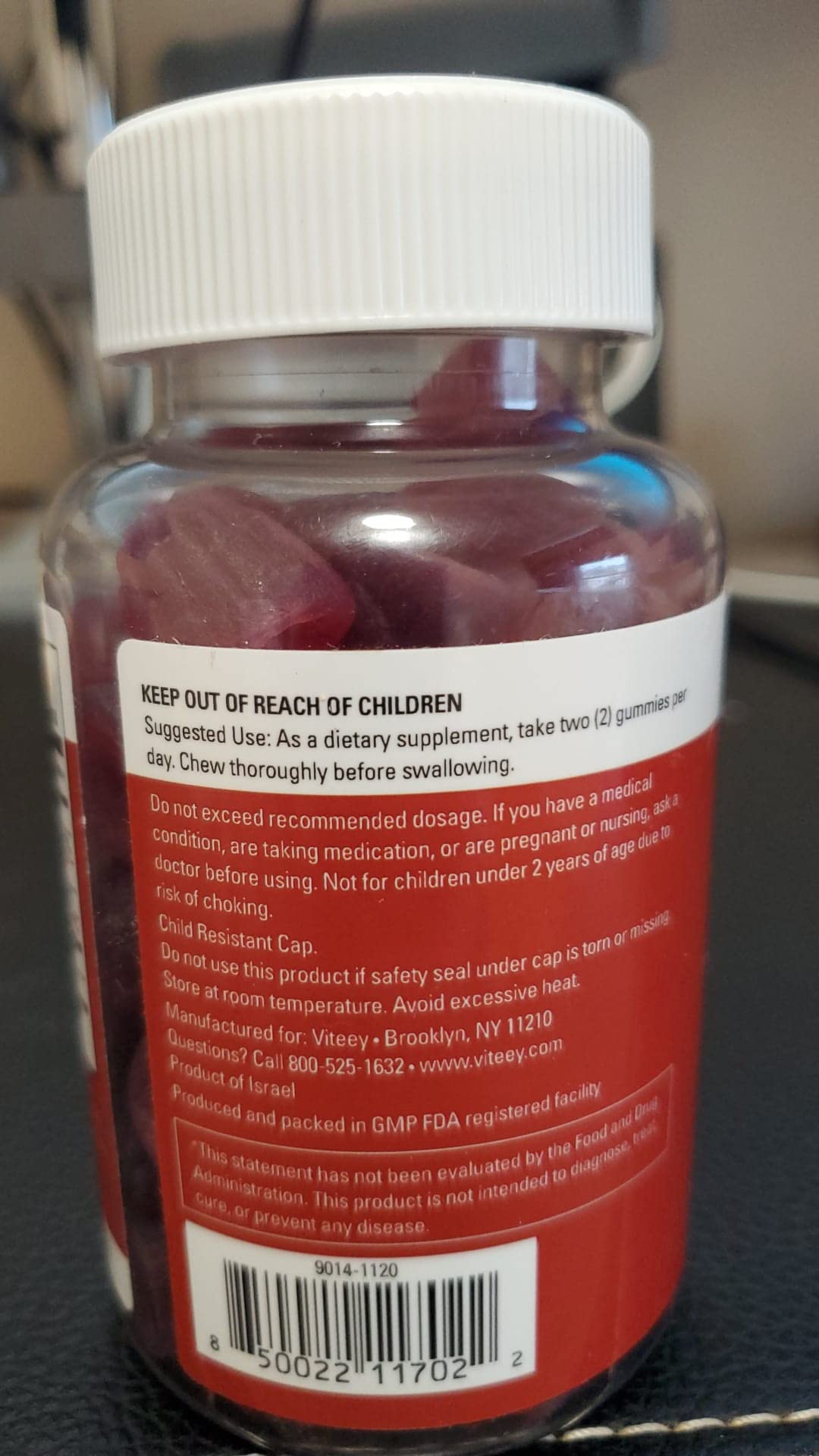 Viteey gummies on a fitness mat suggesting support for an active lifestyle.