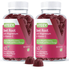 Viteey Beet Root Gummies bottle showing total 120 count for convenient daily use.