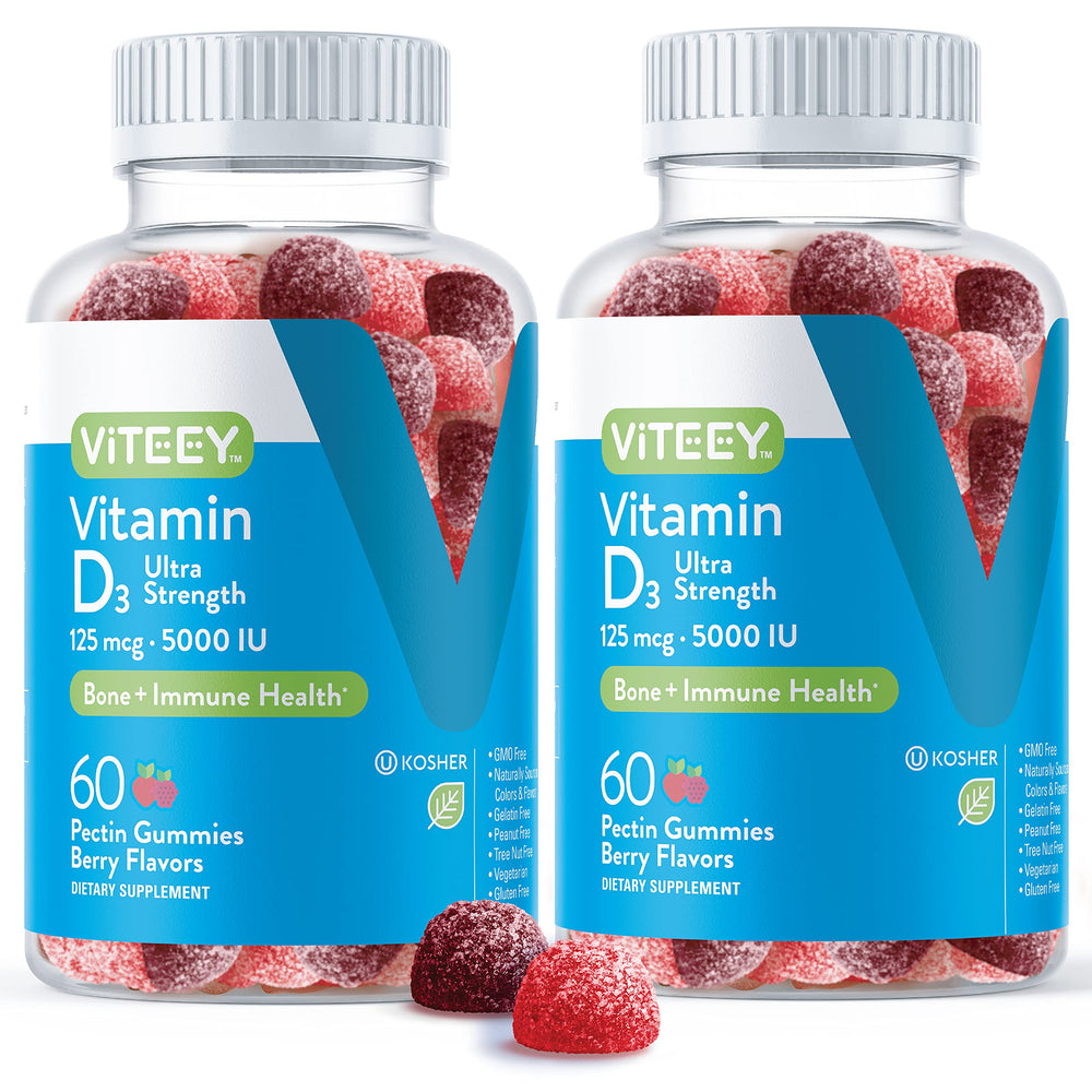 Viteey D3 gummies bottle with berry flavor for daily wellness