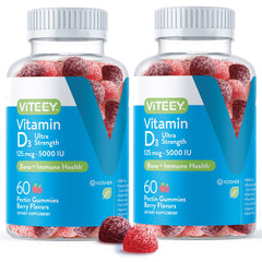 Viteey D3 gummies bottle with berry flavor for daily wellness