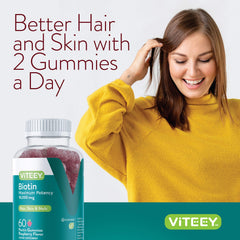 Viteey Biotin Gummies 120-count bottle for extended use.