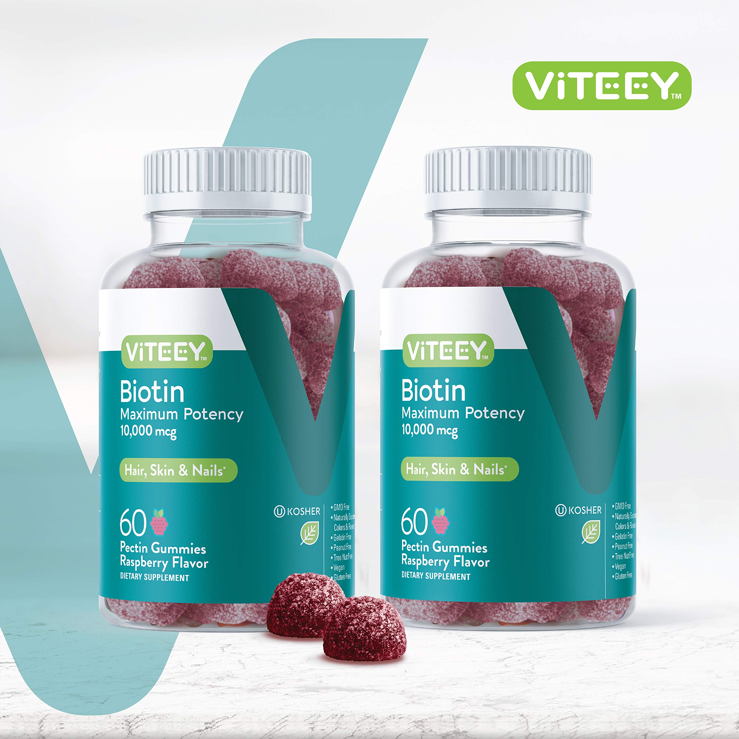 Viteey Biotin Gummies hair growth focus for healthier strands.