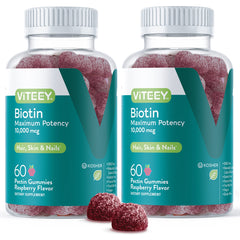 Viteey Biotin Gummies Raspberry flavor for easy daily beauty support.