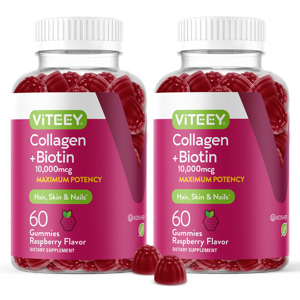 Viteey Collagen Gummies bottle with raspberry flavor supports daily beauty routine.