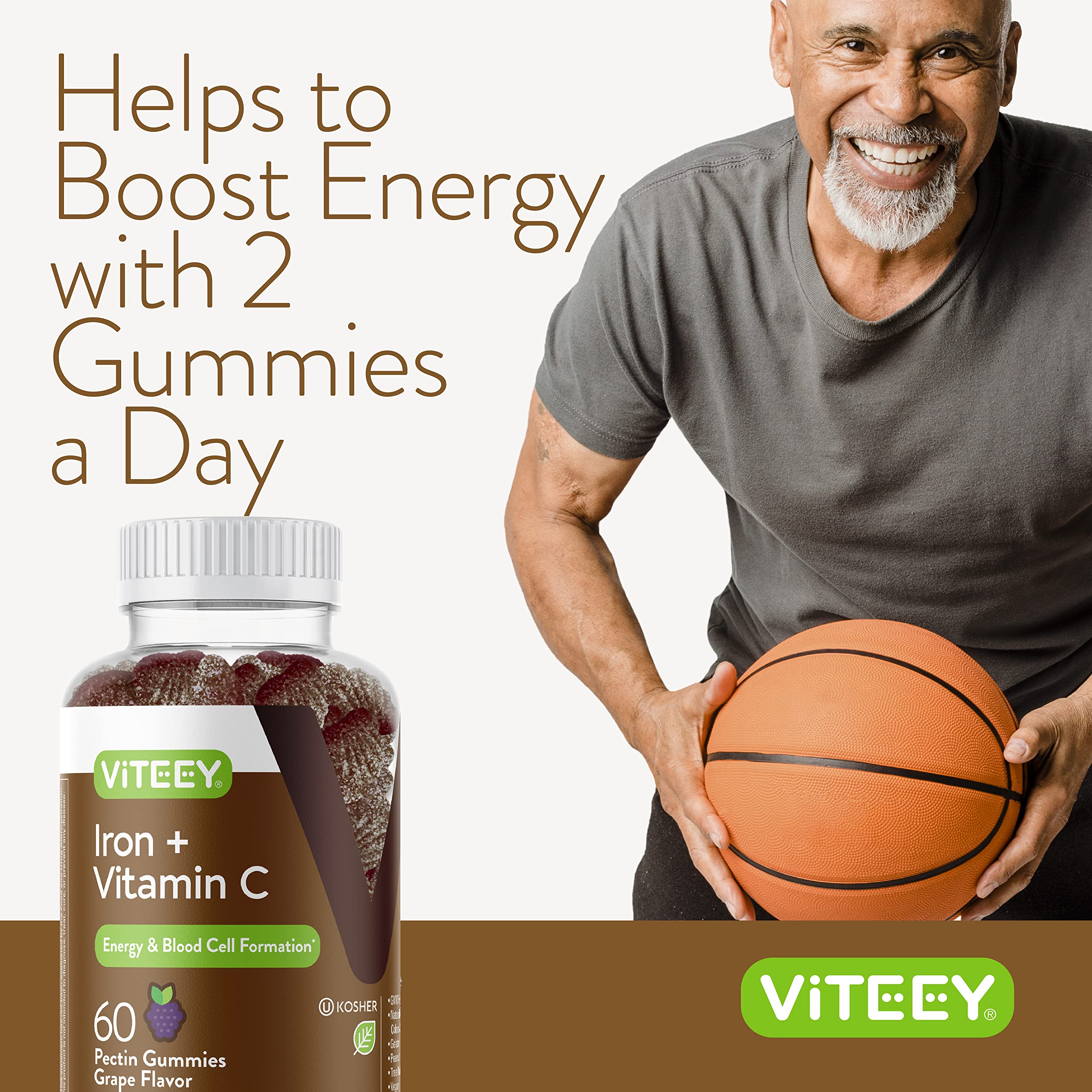Viteey energy-support gummies ready for daytime use in busy days.
