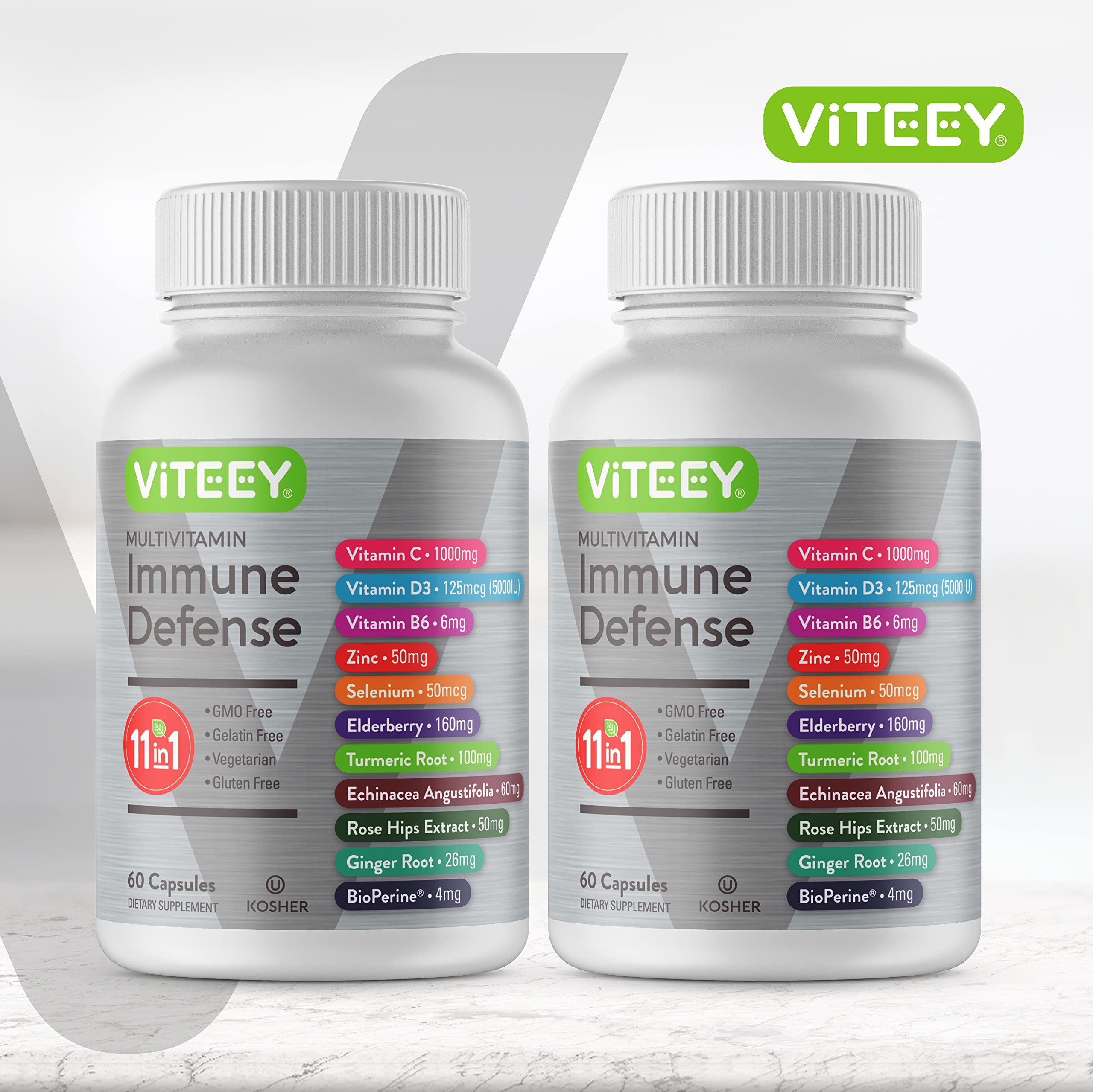 Viteey immune capsules close-up showing a convenient daily dose.