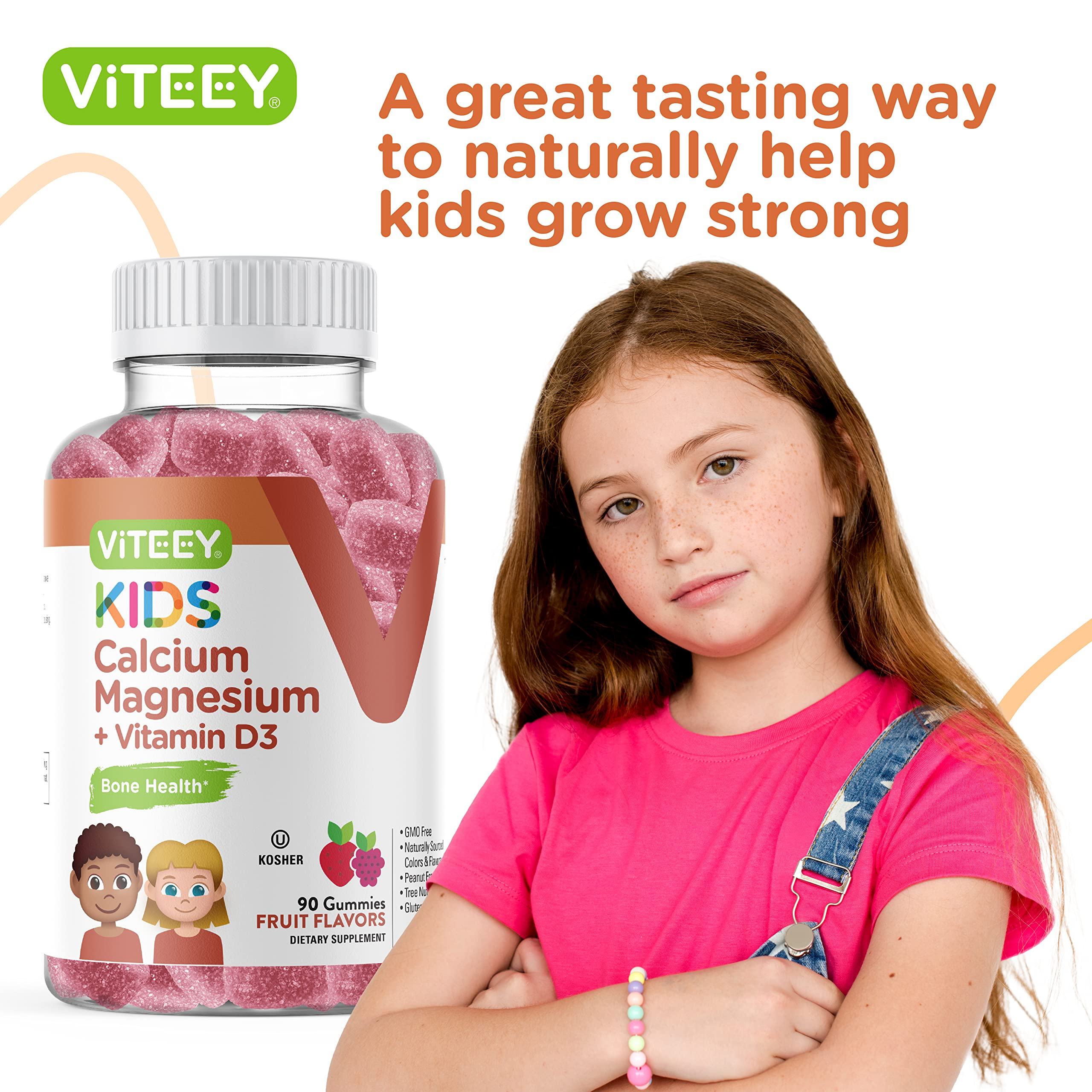 Viteey Kids Calcium Gummies on a table ready for daily routine