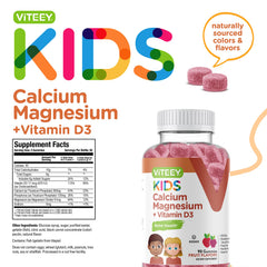 Viteey Kids Calcium Gummies fruit flavor close-up suitable for active kids