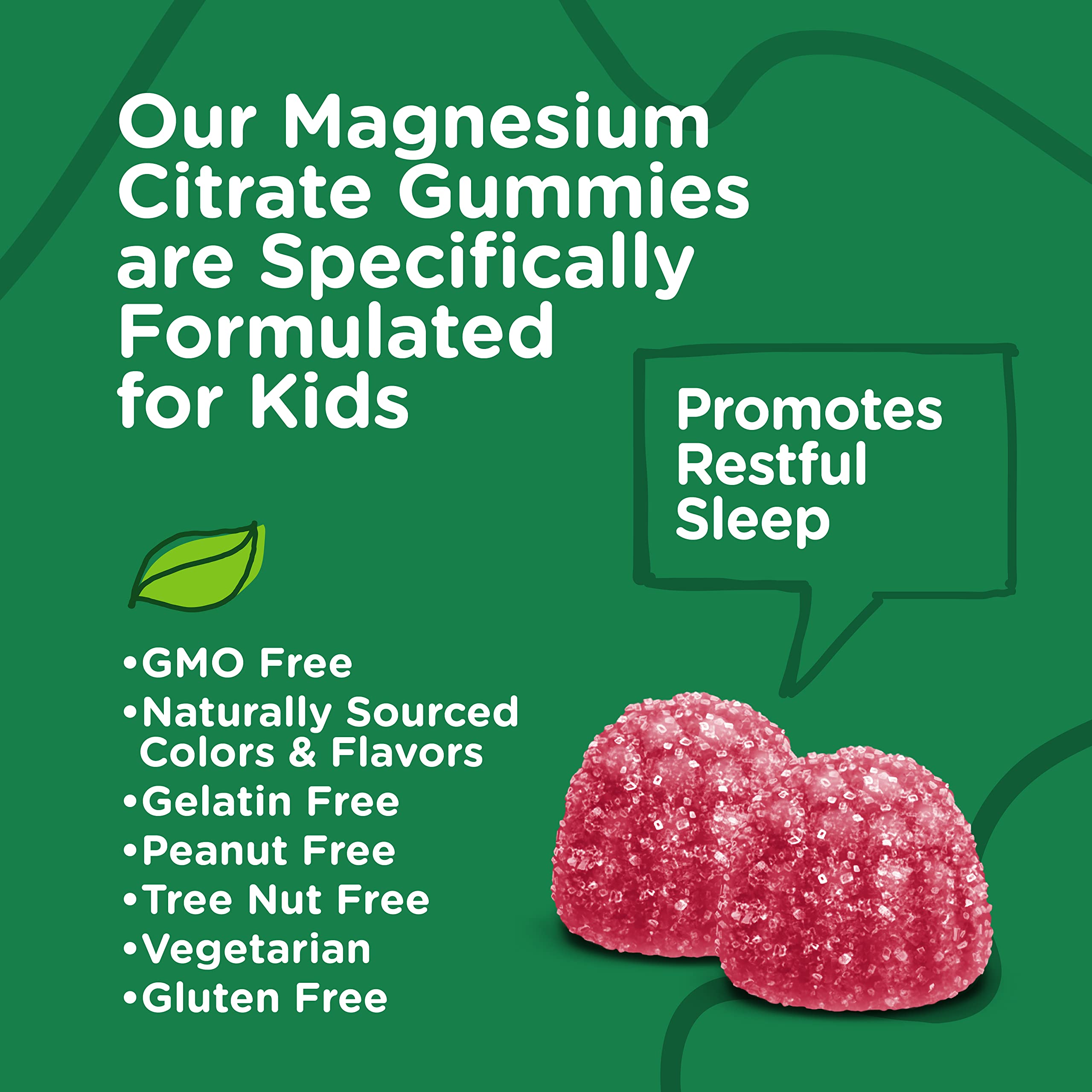 Viteey Kids Magnesium Citrate Gummies nutrition facts on label emphasize gluten-free formula.