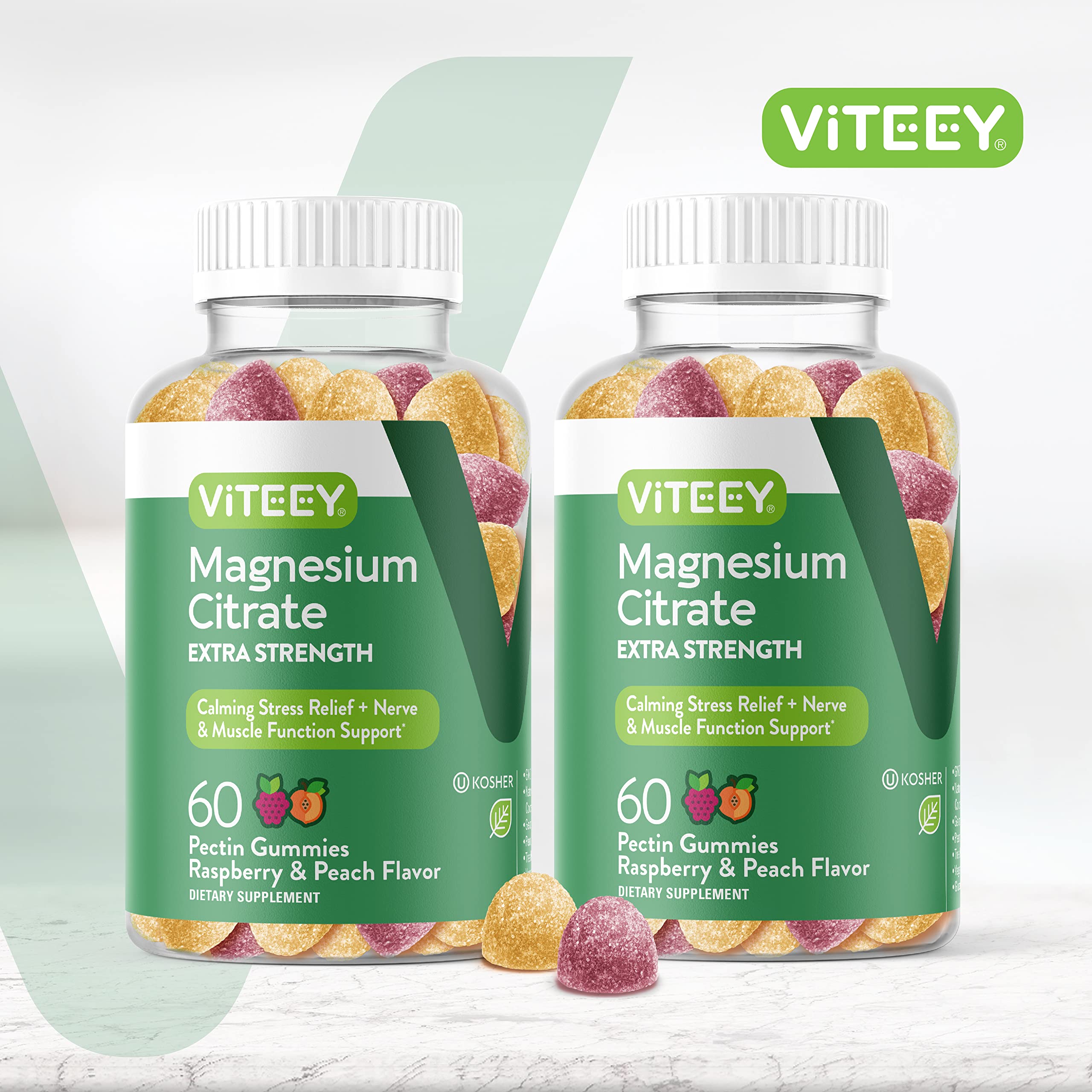 Viteey Magnesium Gummies poured into a glass for easy nightly use