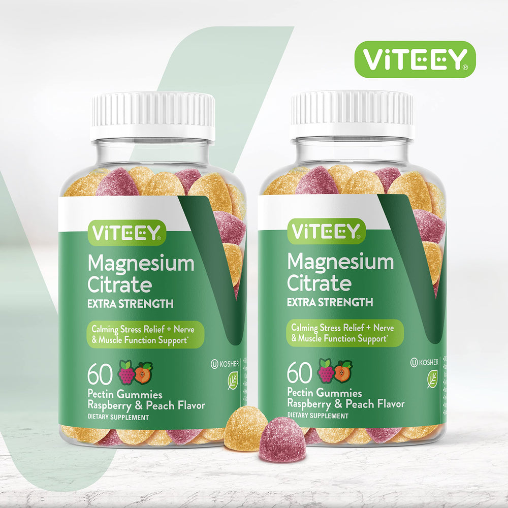 Viteey Magnesium Gummies poured into a glass for easy nightly use