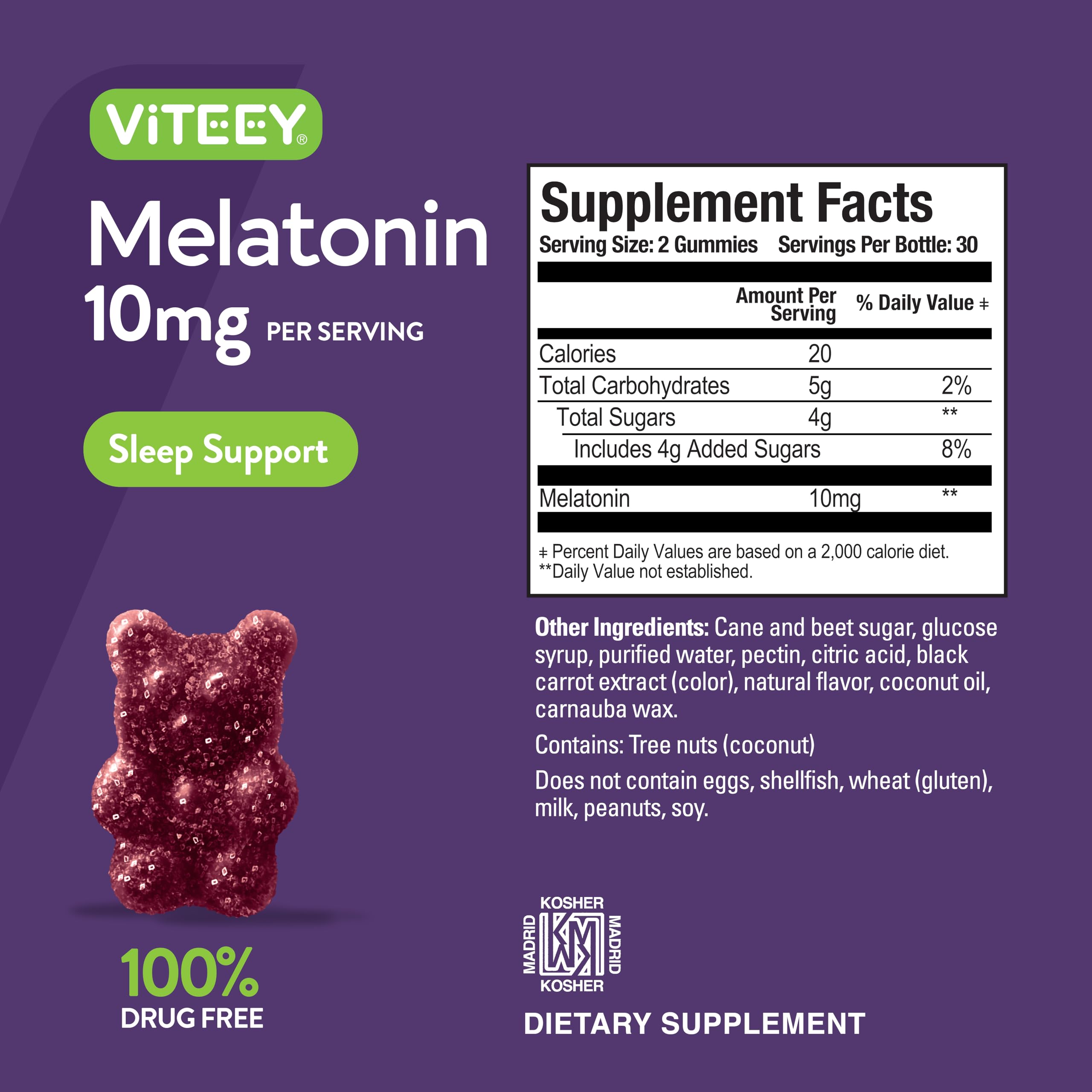 Viteey Melatonin Gummies 120-count packaging ready for month-long nightly use