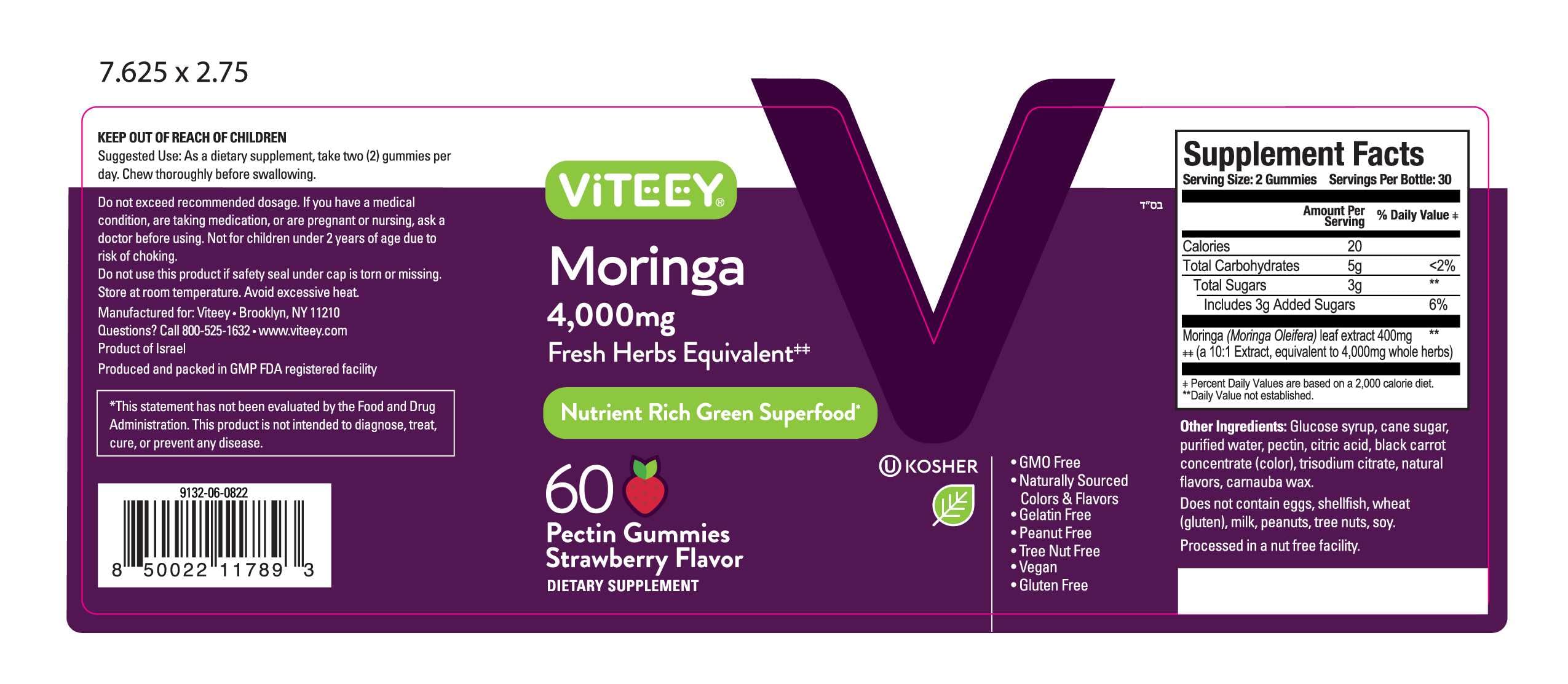 Viteey Moringa Gummies use natural colors and flavors.