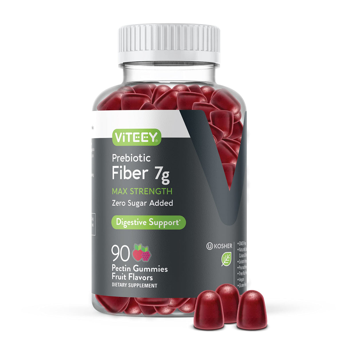 Viteey Prebiotic Fiber Gummies bottle for daily digestive support.