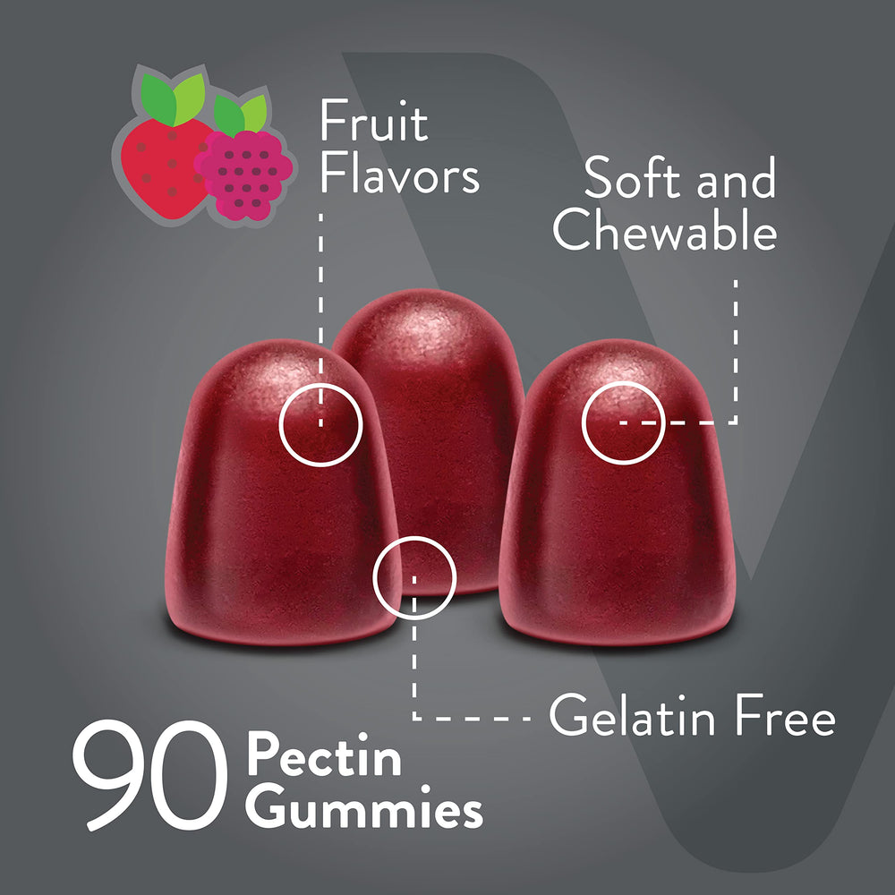 Label on Viteey gummies showing vegan and gluten-free attributes.