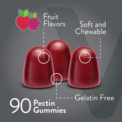 Label on Viteey gummies showing vegan and gluten-free attributes.