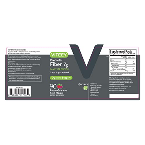 Viteey Prebiotic Fiber Gummies vegan, gluten-free formula for inclusive use