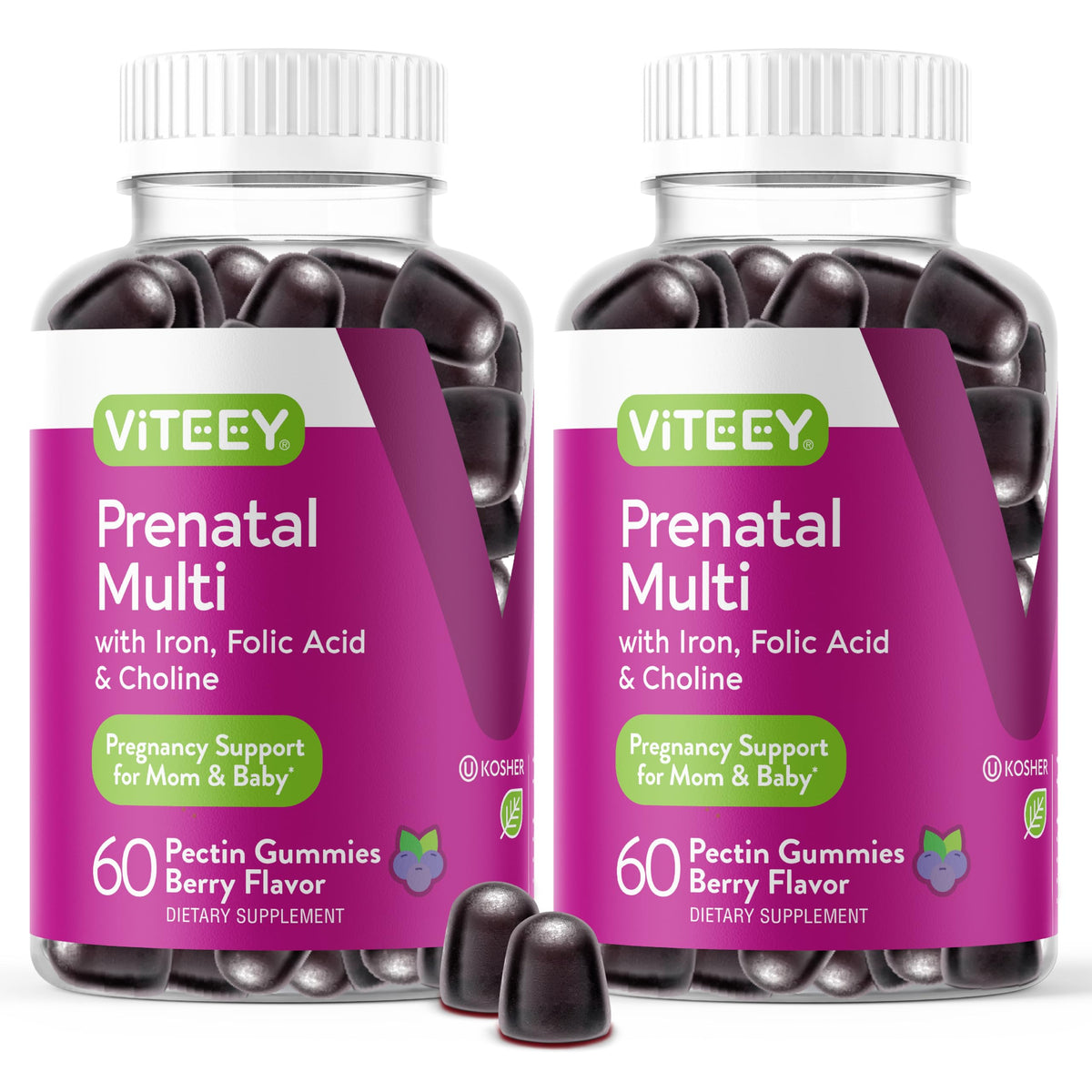 Viteey Prenatal Gummies bottle front for daily pregnancy support.