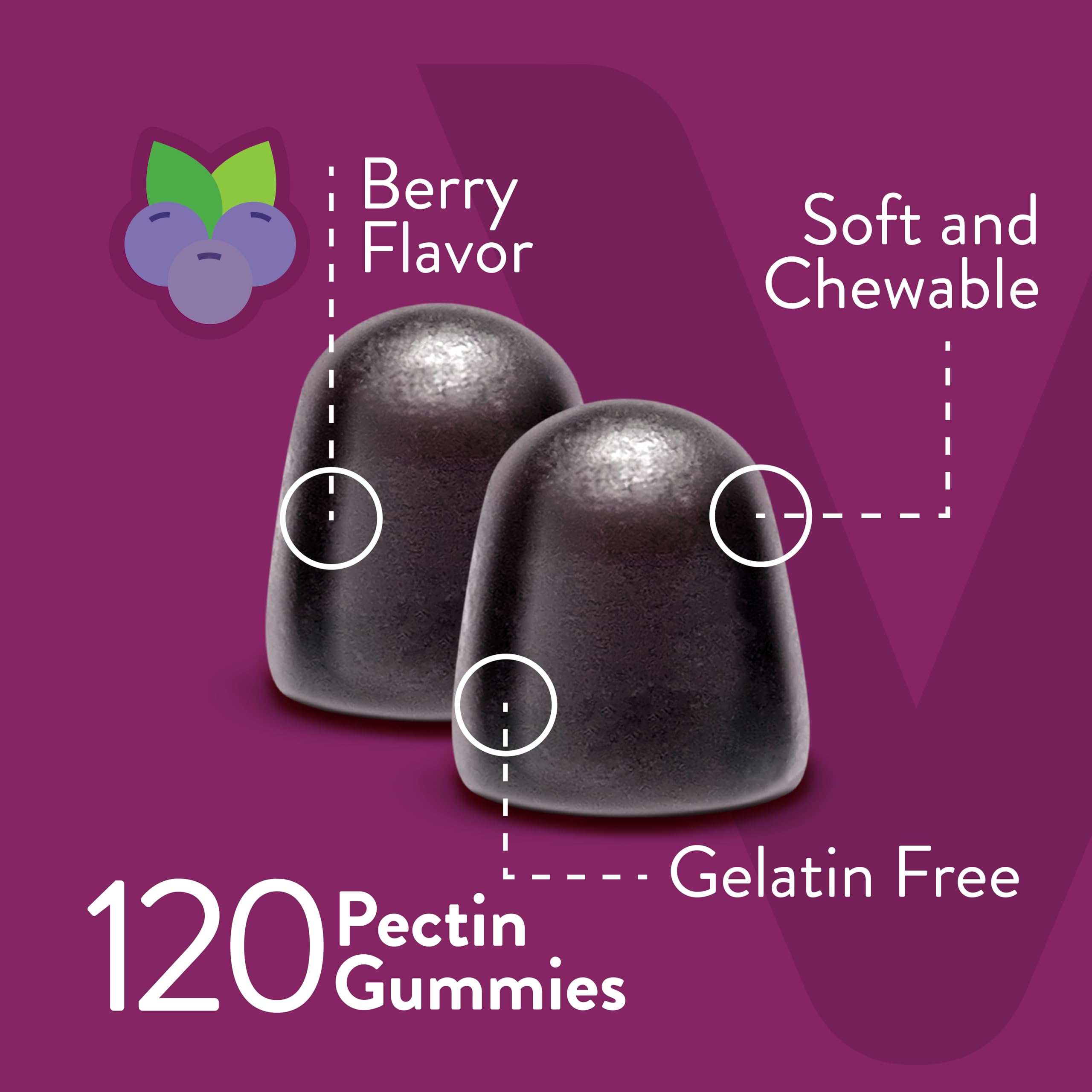 Close-up of Viteey Prenatal Gummies showing berry flavor.