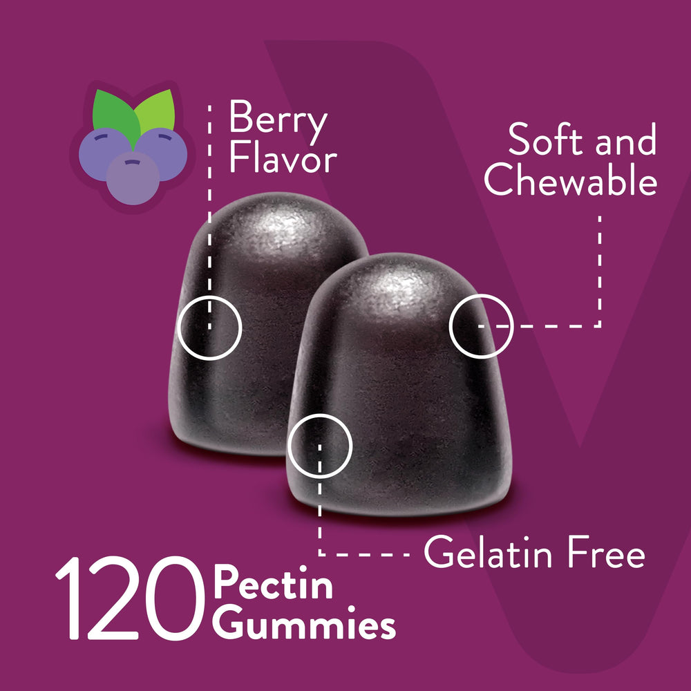 Close-up of Viteey Prenatal Gummies showing berry flavor.
