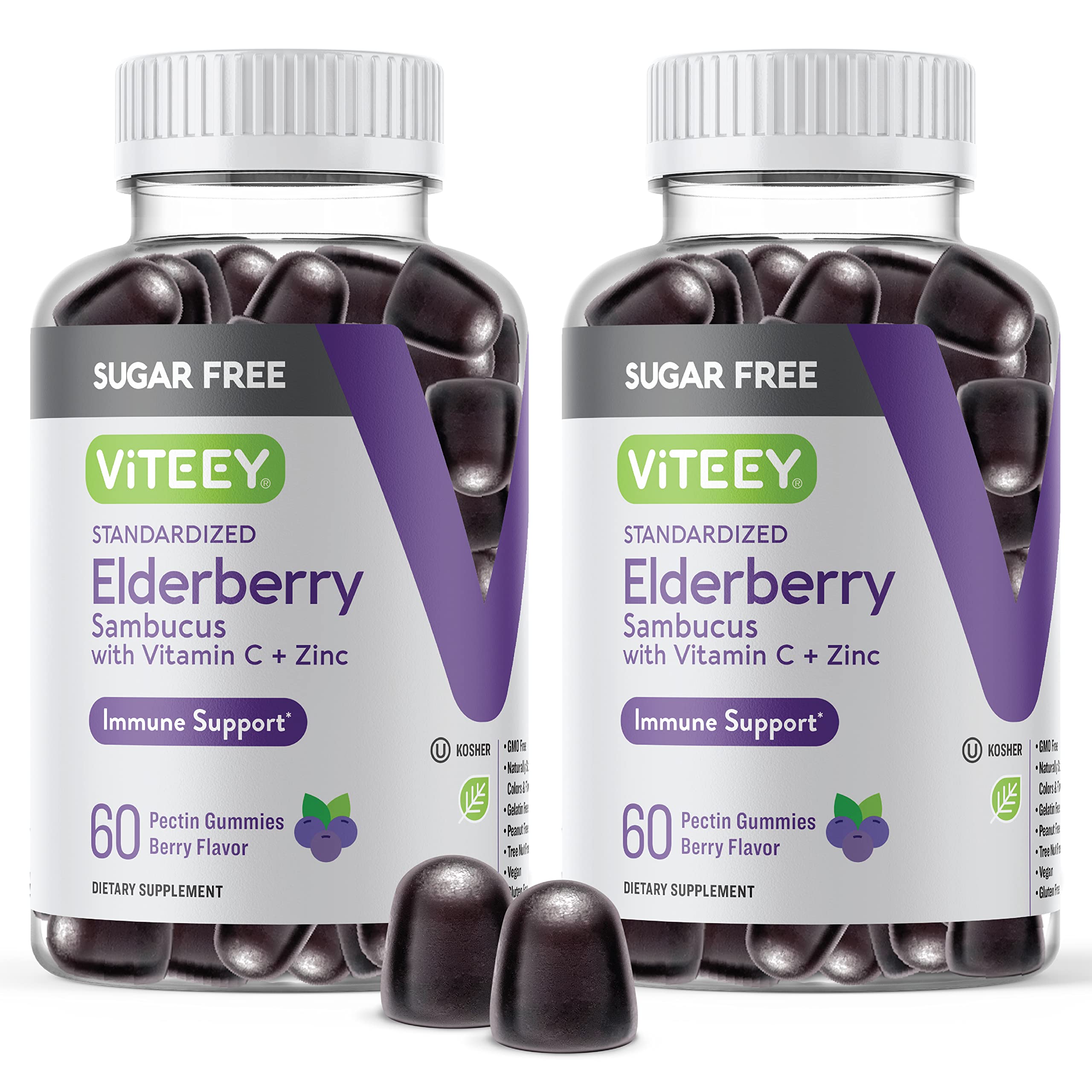Viteey Sambucus Elderberry Gummies bottle for convenient immune support.