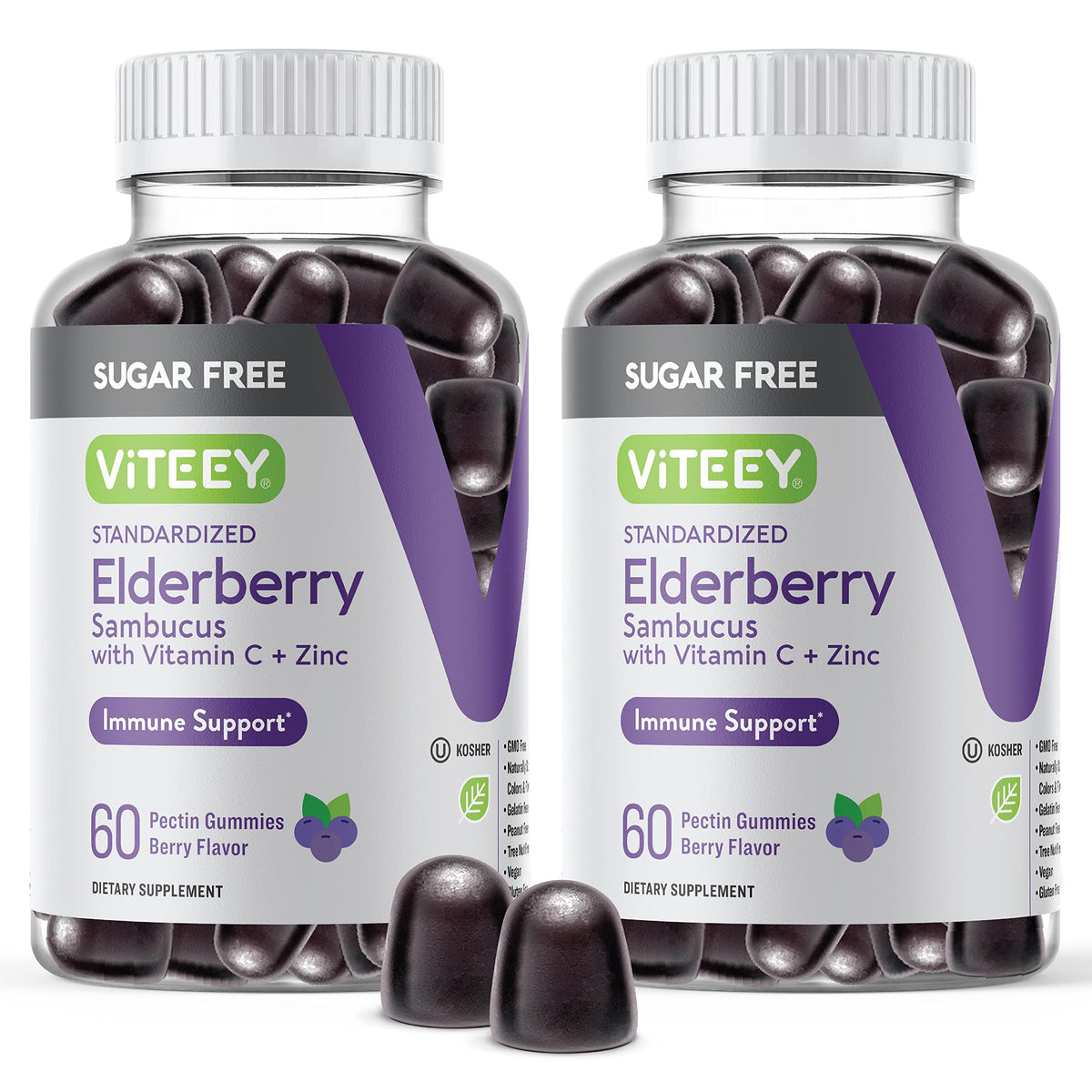 Viteey Sambucus Elderberry Gummies bottle for convenient immune support.
