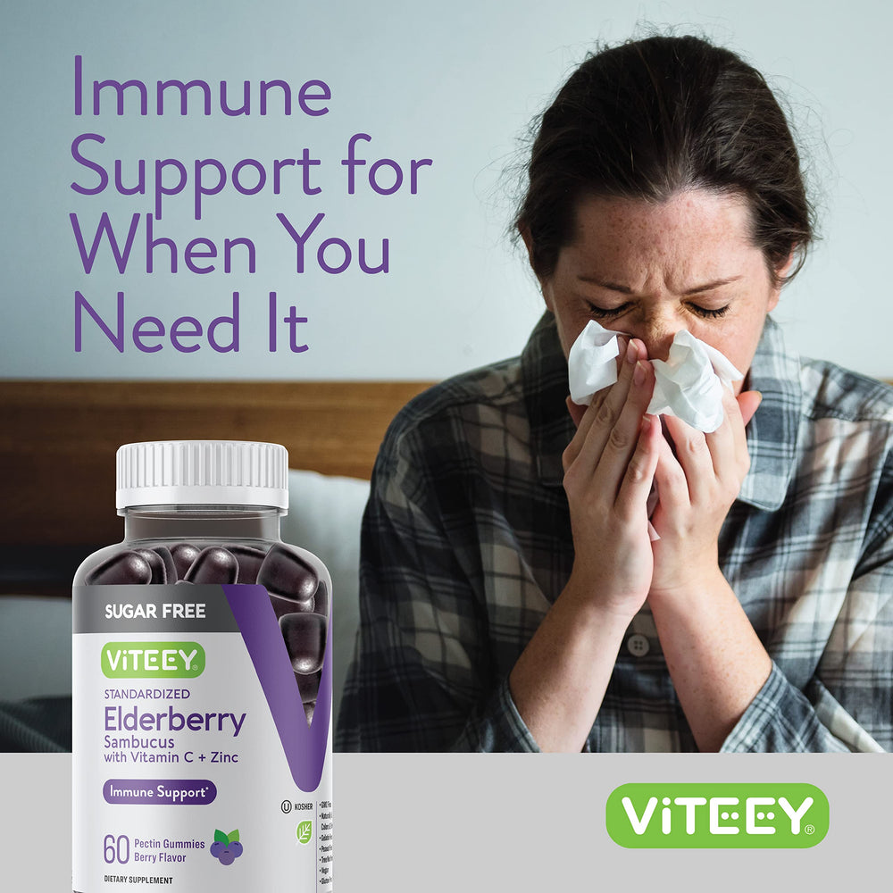 Ingredients and allergy-friendly notes for Viteey Elderberry Gummies.