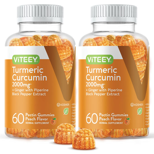 Viteey turmeric curcumin gummies bottle front for easy daily use