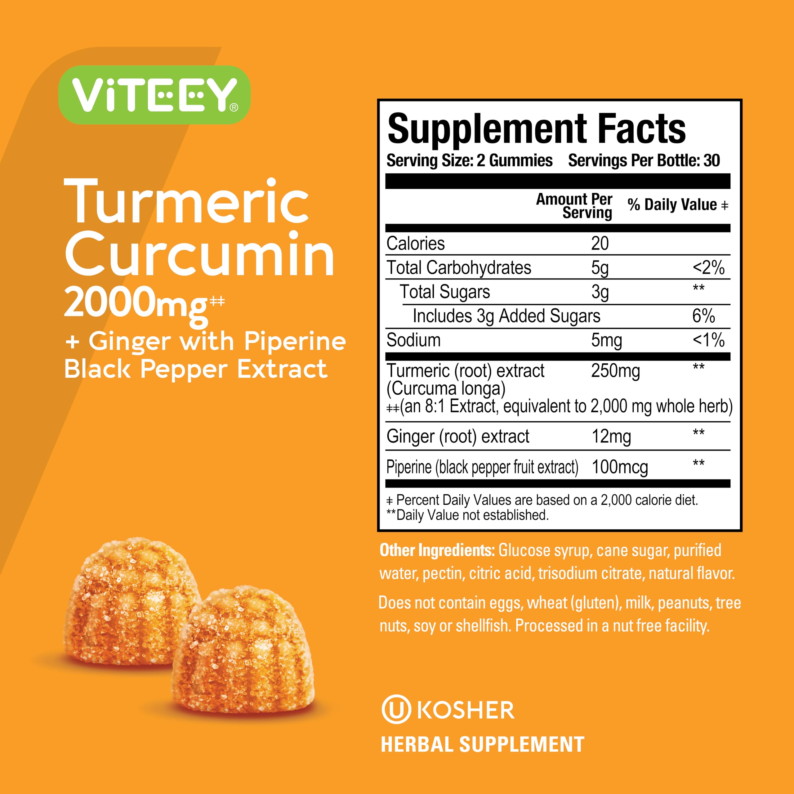 Viteey gummies showcasing peach flavor and soft chew