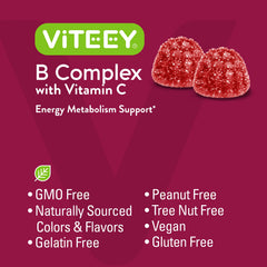 Viteey Vitamin B Complex Gummies packaging box with product details.