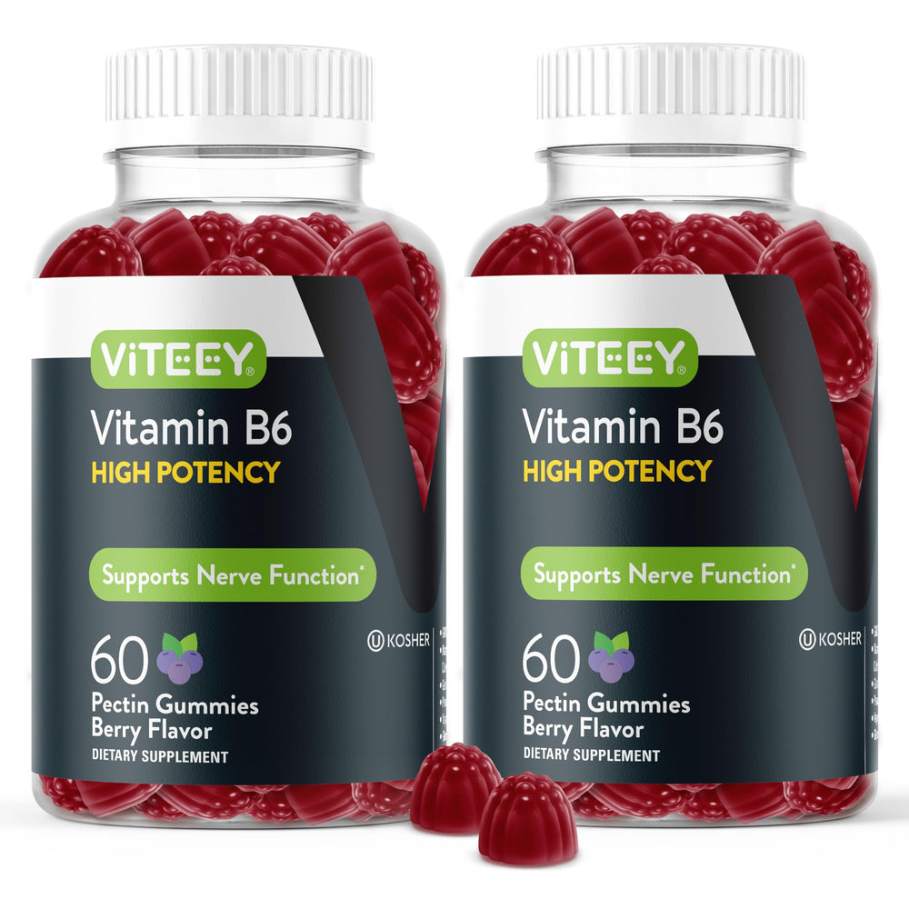Viteey Vitamin B6 Gummies bottle for convenient daily energy support.