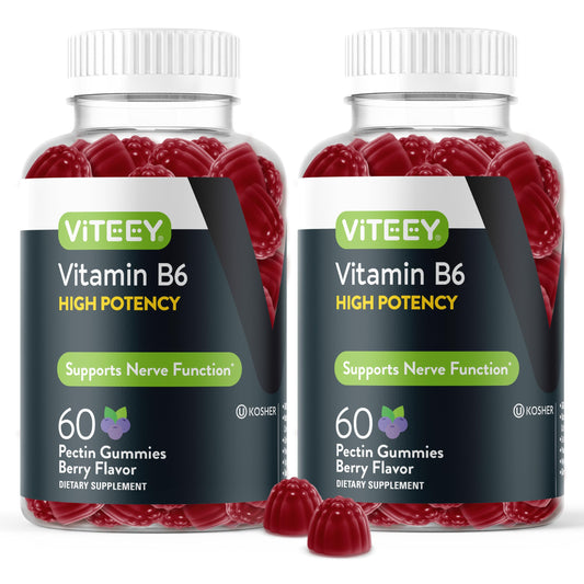 Viteey Vitamin B6 Gummies bottle for convenient daily energy support.