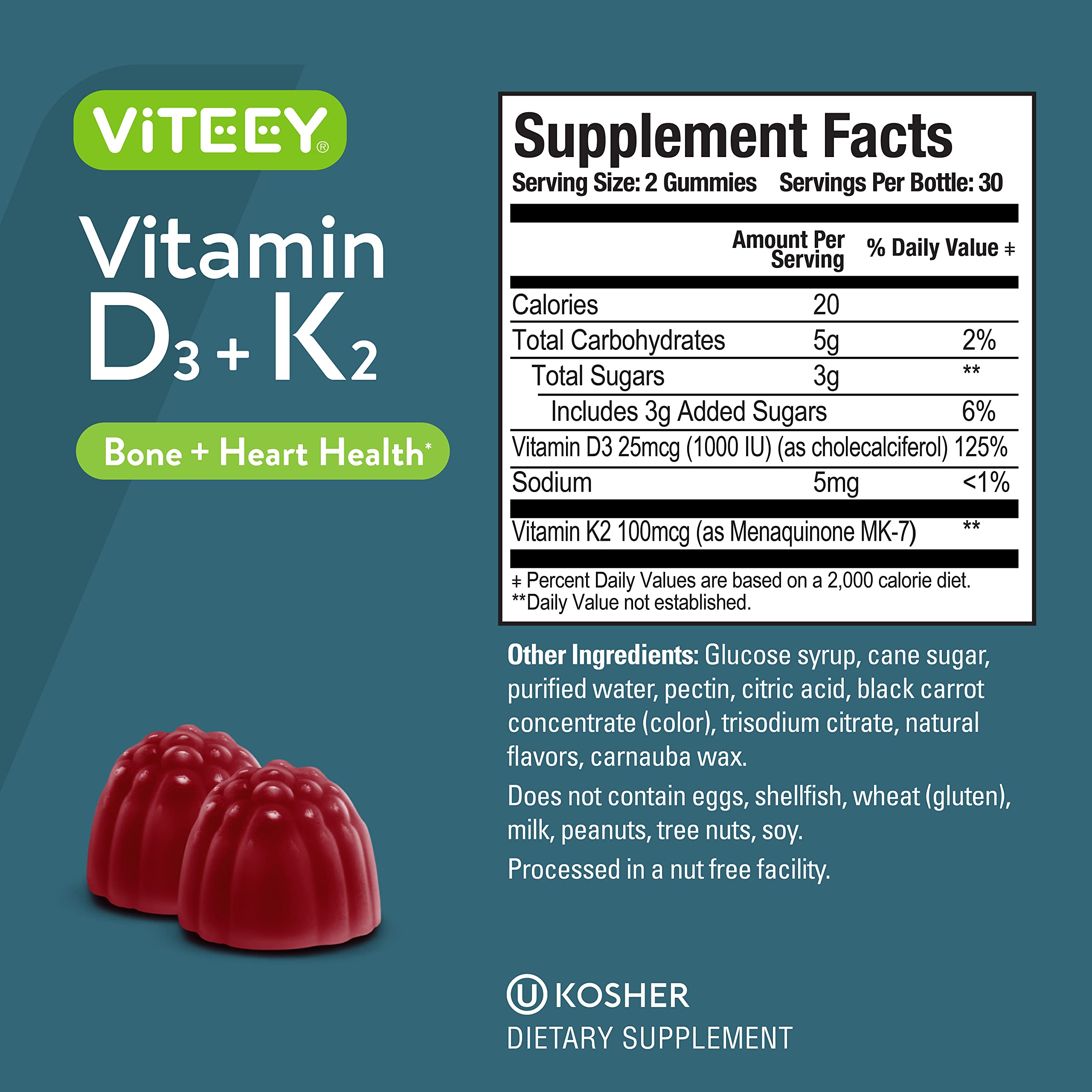 Viteey D3 K2 gummies pour demonstrates convenient on-the-go daily supplementation.