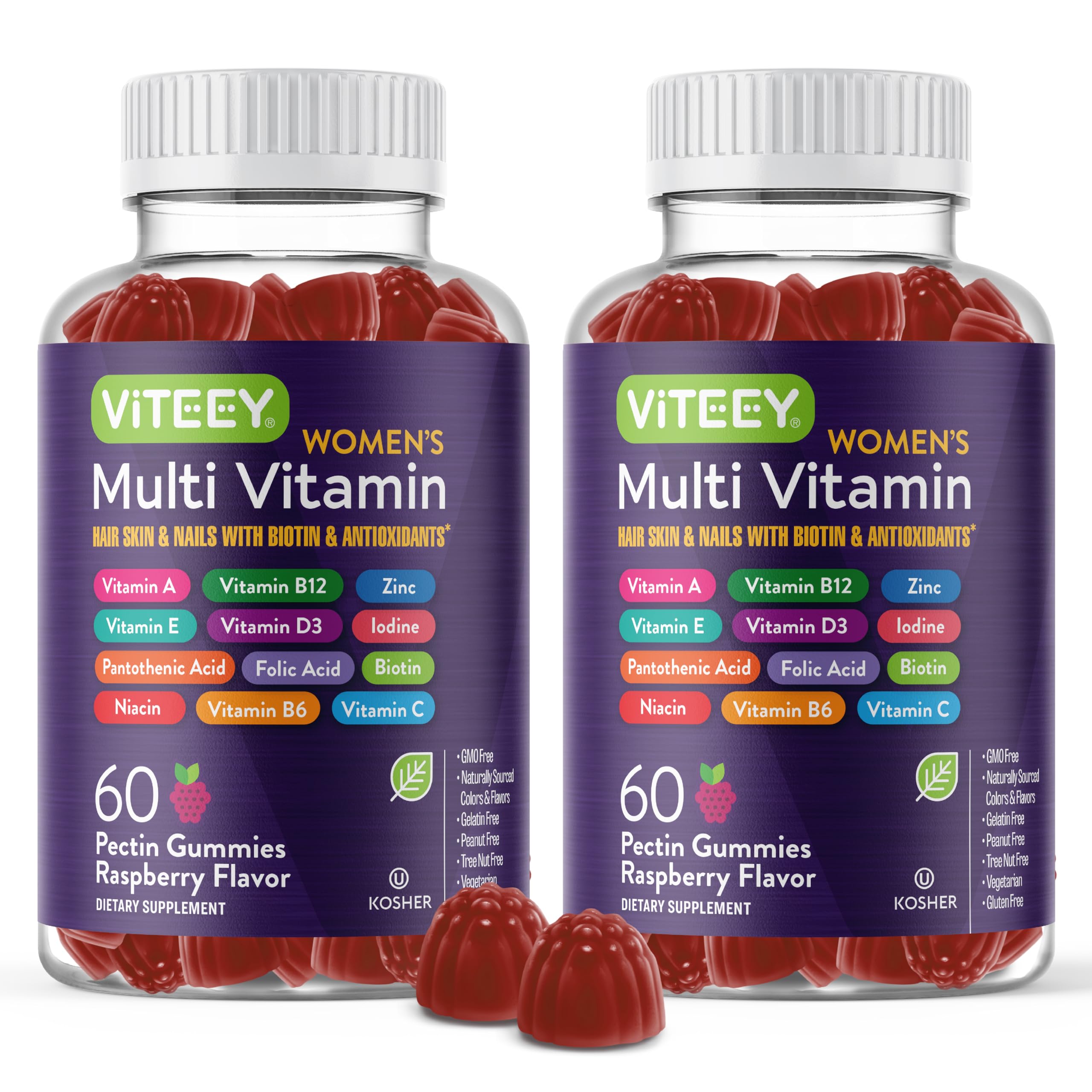Viteey Women's Multivitamin Gummies bottle with berry flavor for daily immune support.