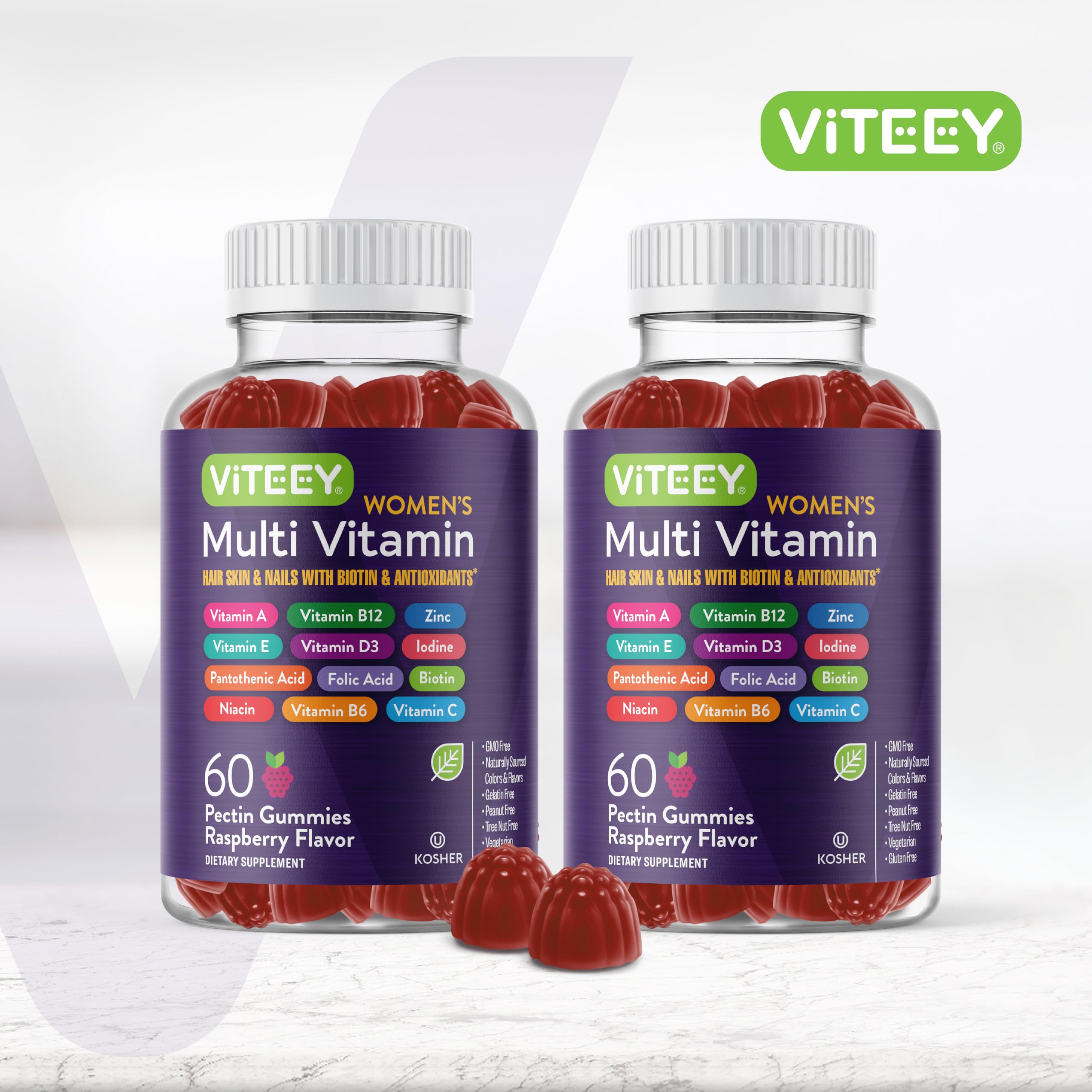 Viteey Women's Multivitamin Gummies for daily nutrition in berry form.
