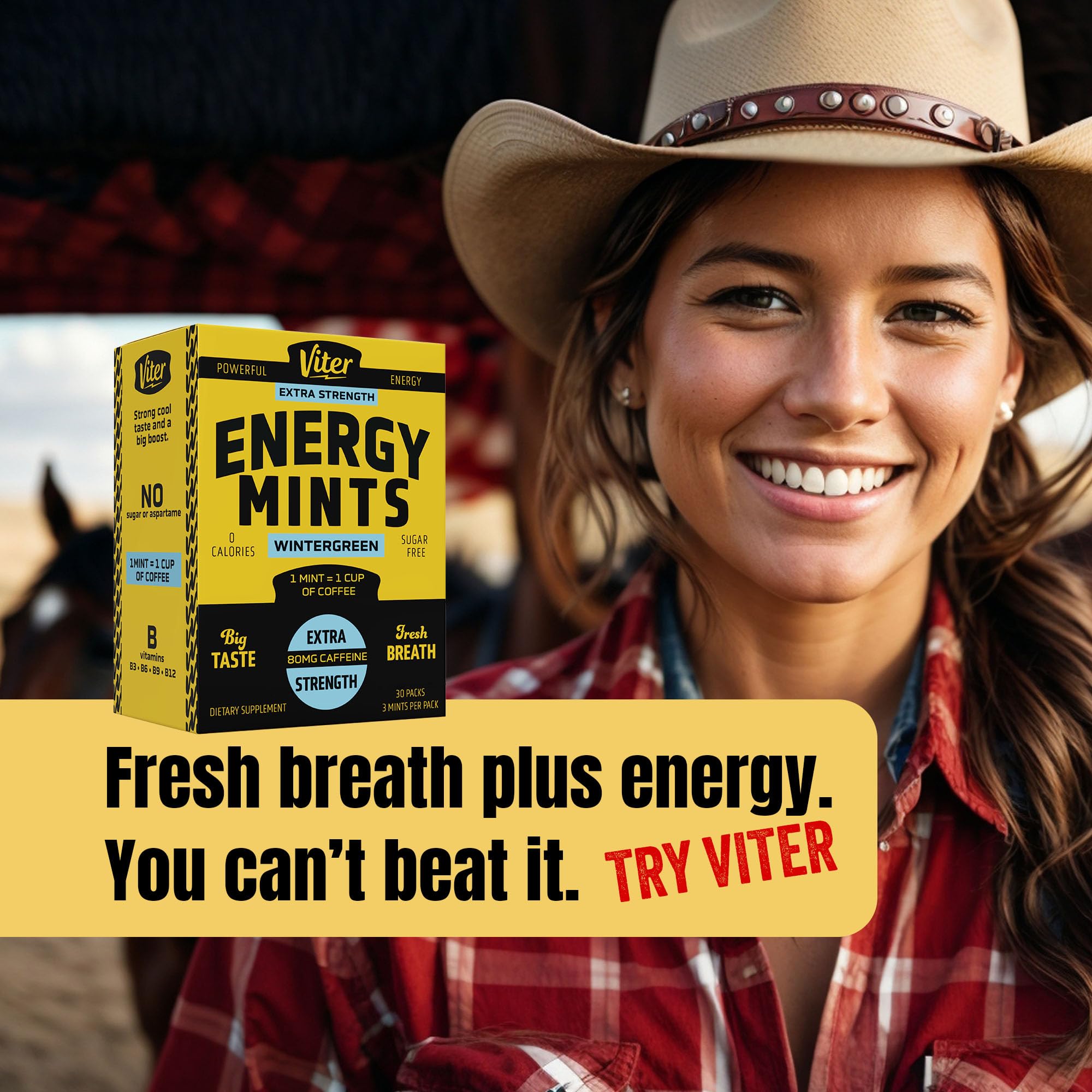 Viter Energy with B vitamins graphic showcases energy support.