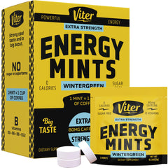 Viter Energy Caffeine Mints 80mg pack provides a compact on-the-go energy boost.