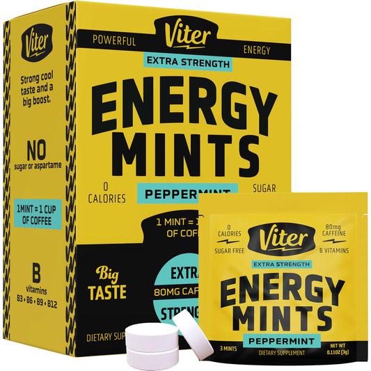 Viter Energy packaging shows compact, portable mint tin for on the go energy