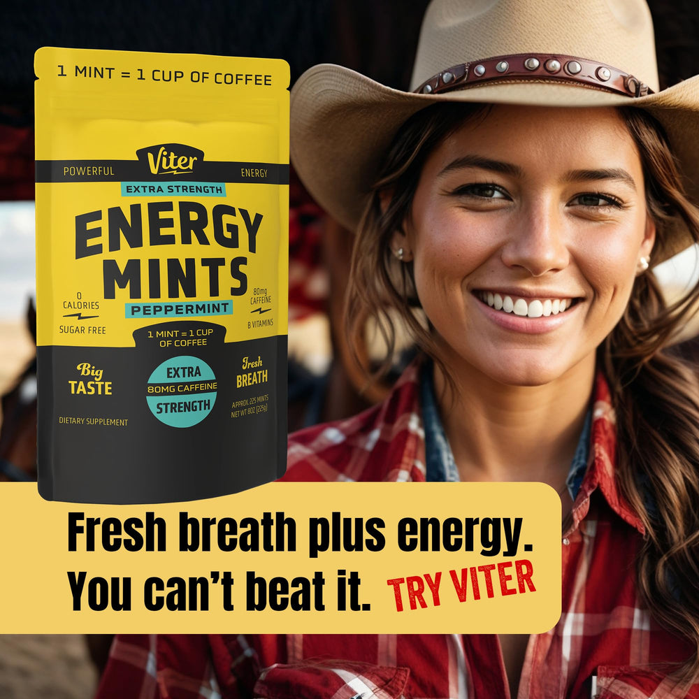 Viter Energy mints mint texture close-up reveals refreshing peppermint flavor