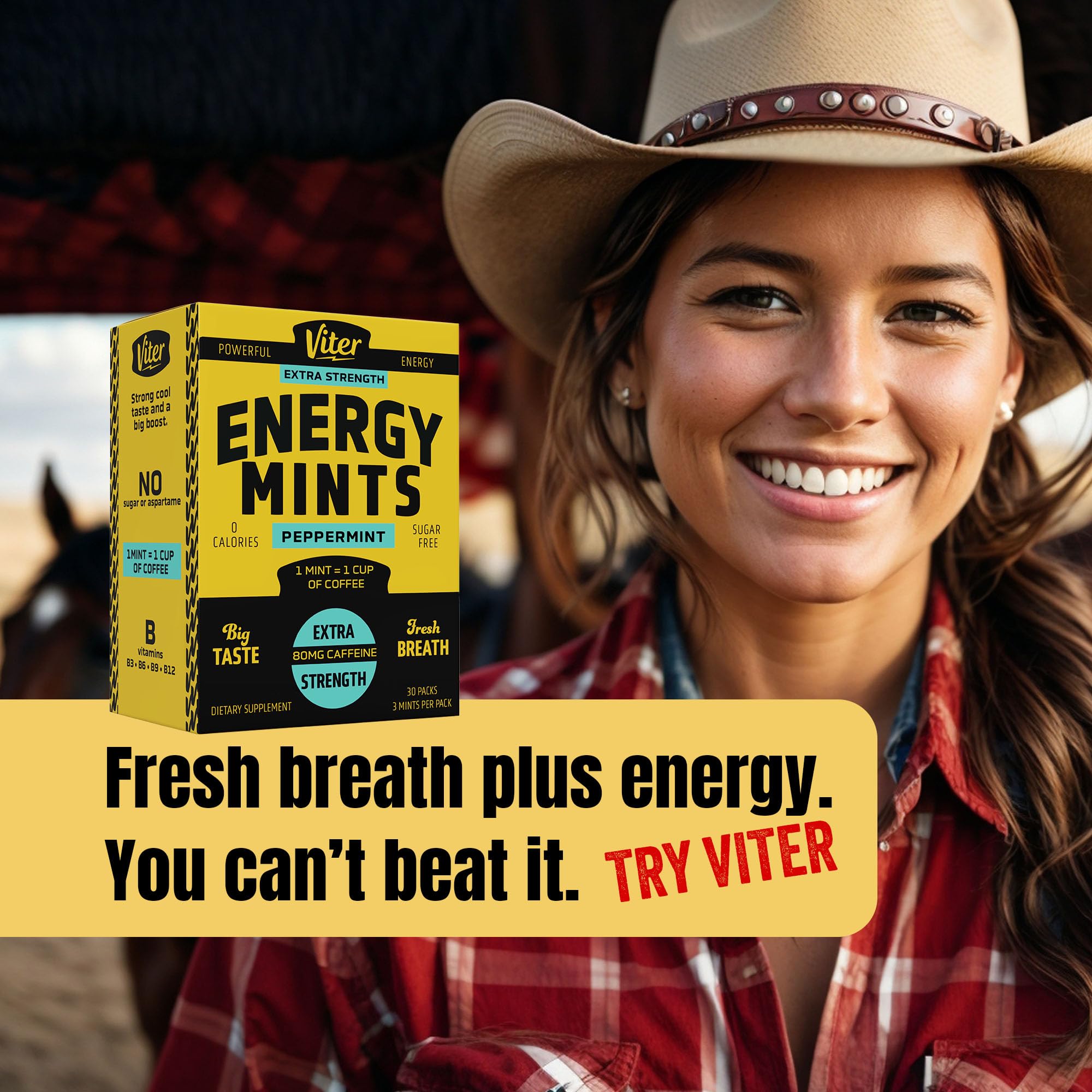 Viter Energy peppermint flavor mint provides refreshing breath