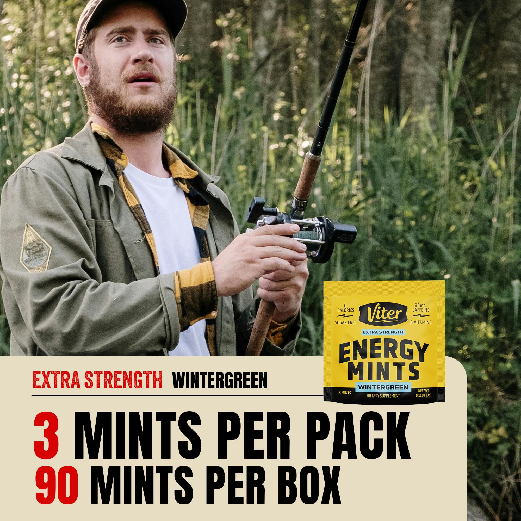 Viter Energy vegan sugar-free mints emphasize clean ingredients and fast absorption.
