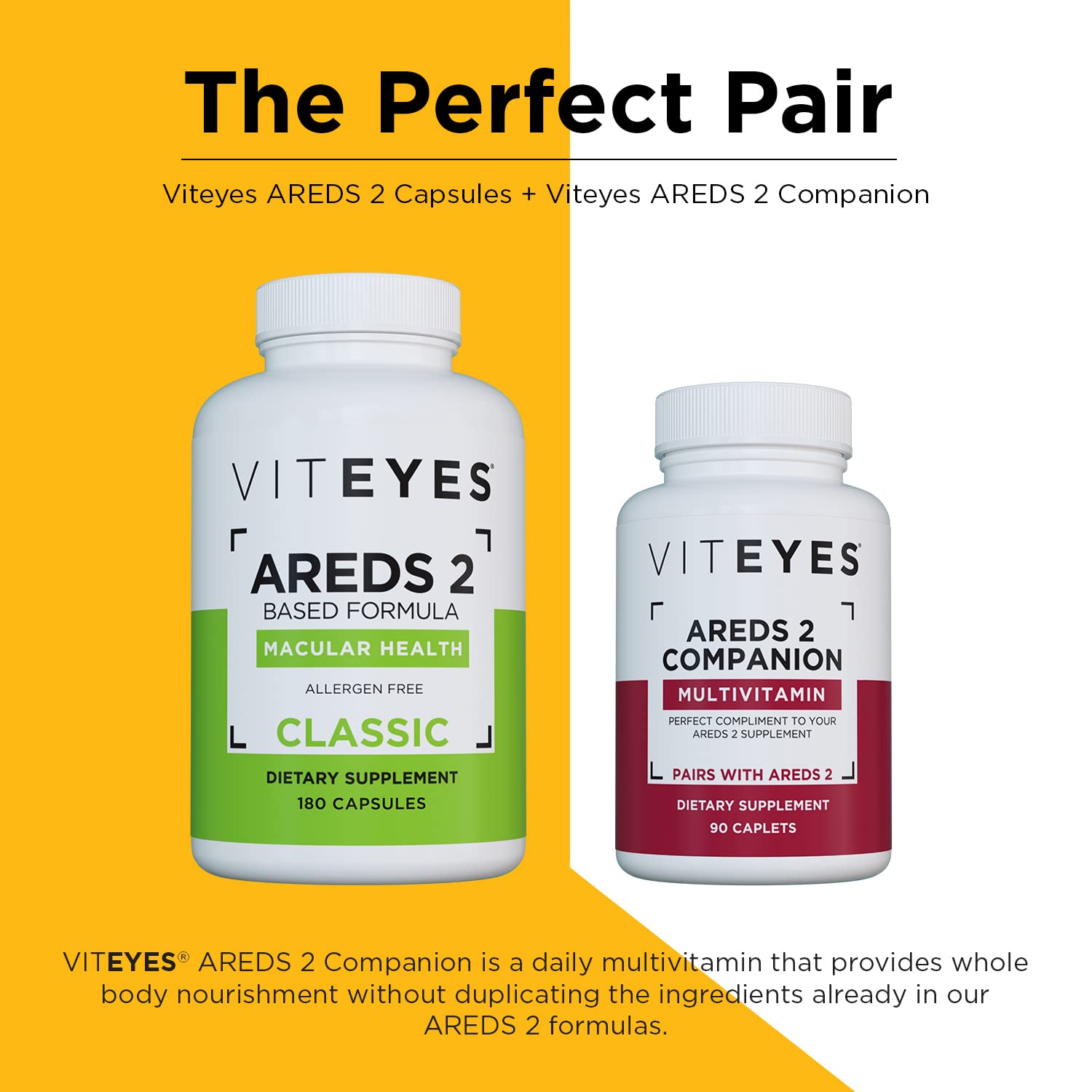 Viteyes AREDS 2 companion caplets designed to pair with the formula
