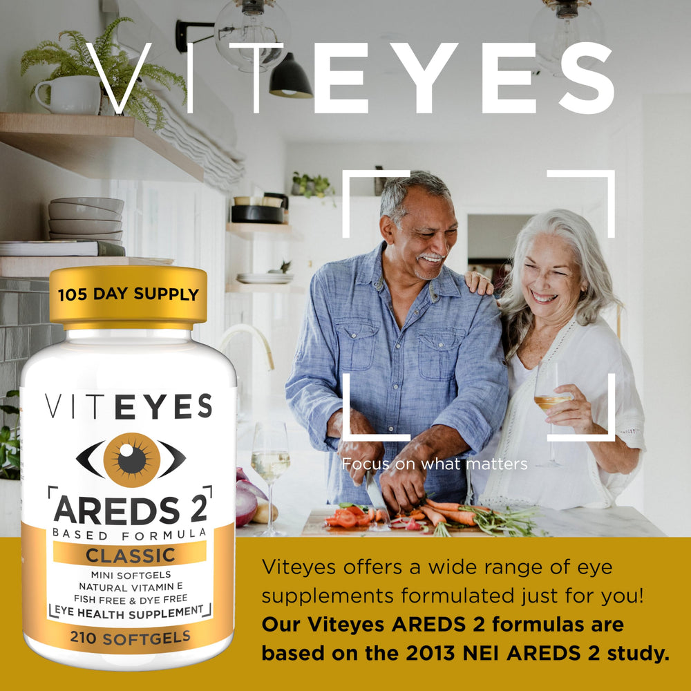 Viteyes AREDS 2 softgels bottle on shelf for easy daily dosage and digestion.