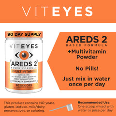 Viteyes AREDS2 powder dissolving in water for a convenient drink.