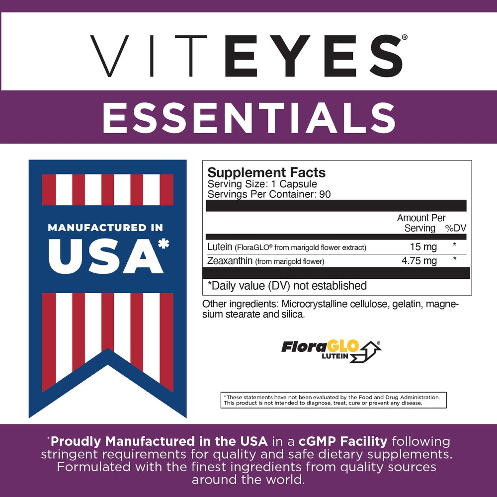 Viteyes Essentials bottle top view implying simple daily regimen.
